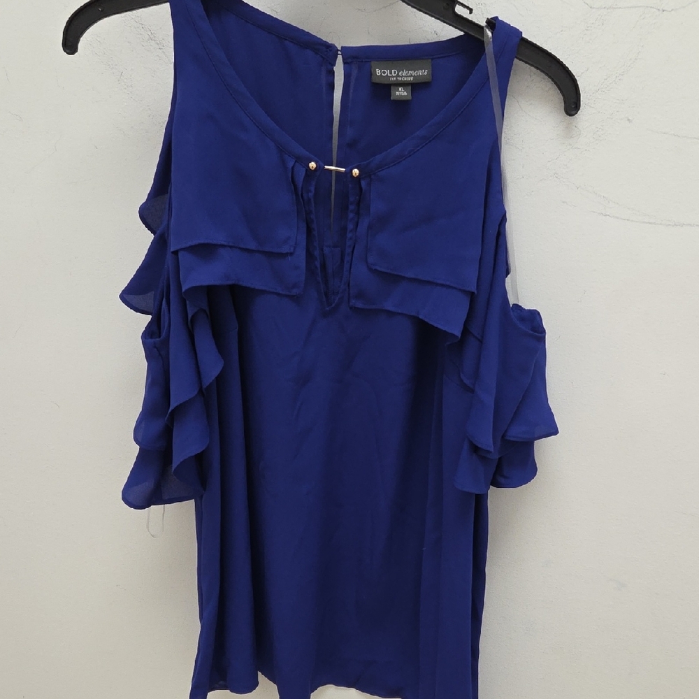 BOLD elements Royal Blue Ruffle Blouse
